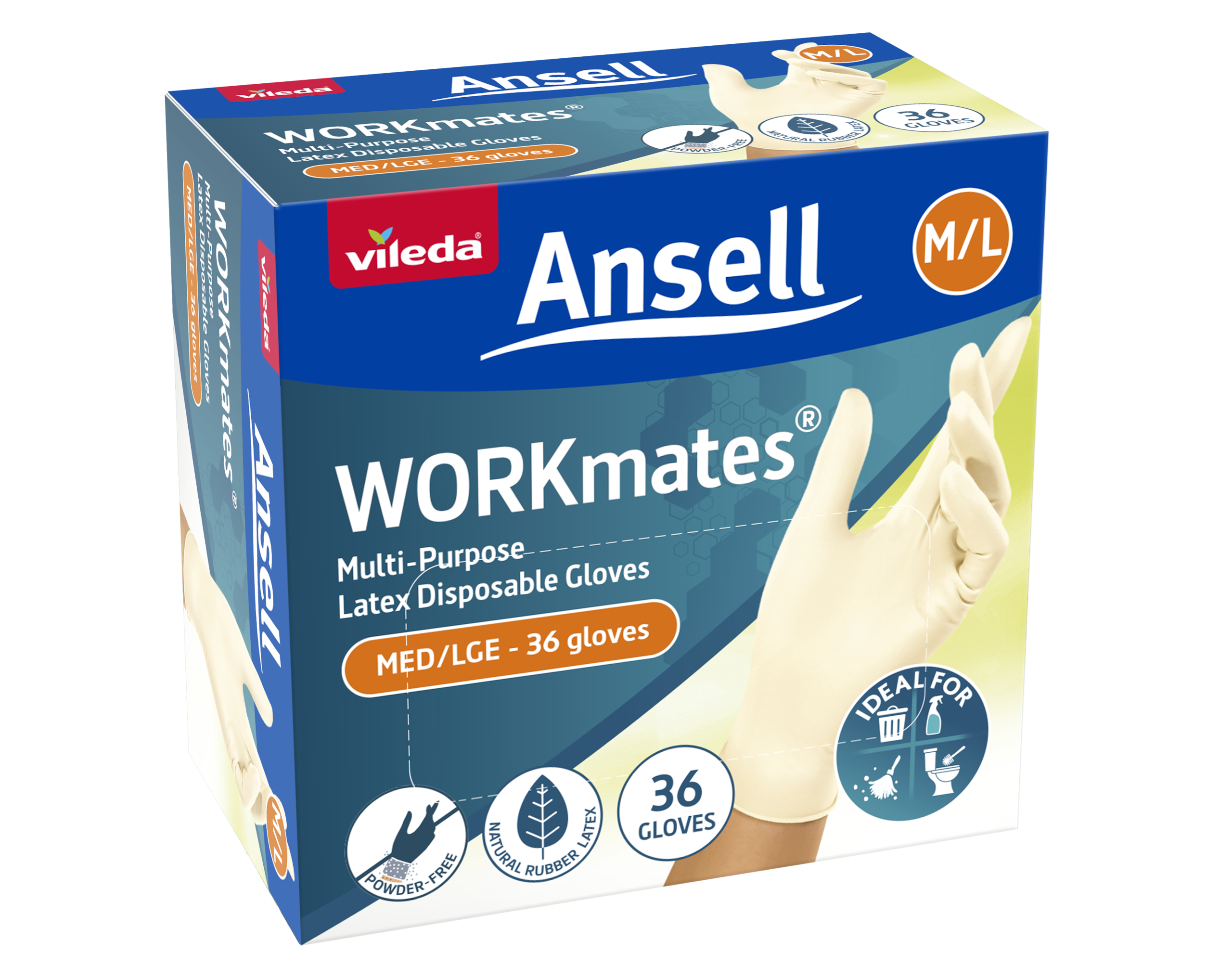 Vileda Ansell WORKmates® Latex Gloves 36PK - M/L