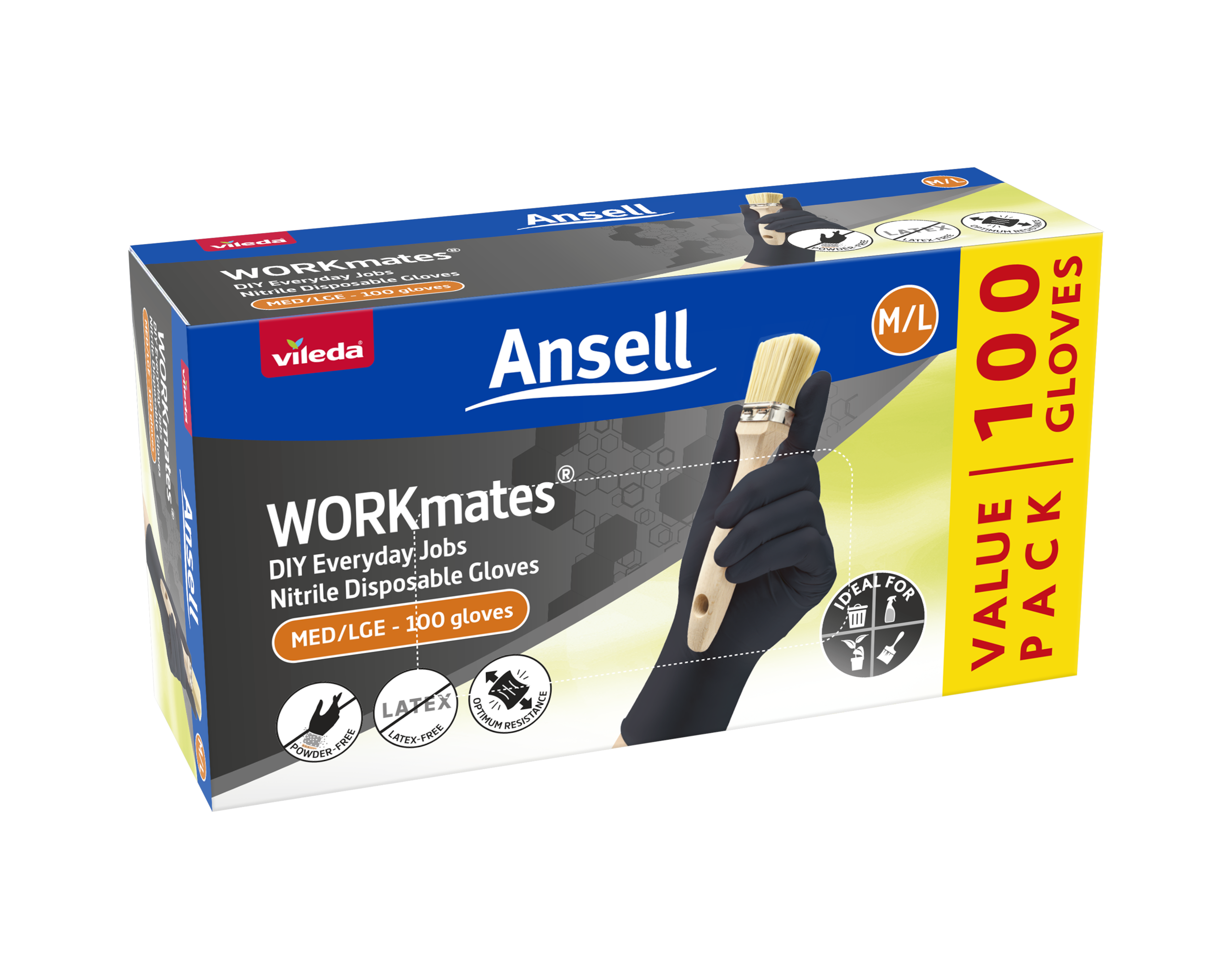 Vileda Ansell WORKmates® Nitrile Black 100-Pack - M/L